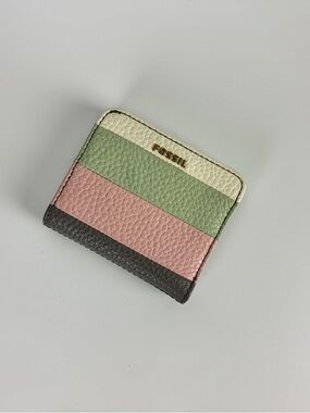 Fossil Striped Leather Card Case Wallet